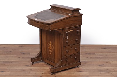 Lot 14 - A Victorian inlaid walnut davenport