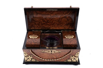 Lot 1242 - A Victorian burr walnut and ormolu mounted tea caddy