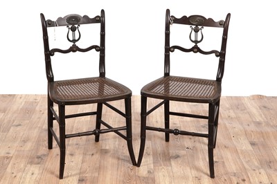 Lot 437 - A pair of attractive Victorian stained beech and brass mounted chairs