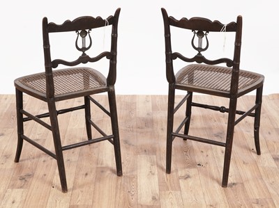 Lot 437 - A pair of attractive Victorian stained beech and brass mounted chairs