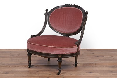 Lot 22 - A Victorian ebonised and parcel gilt framed chair; and a George III mahogany side cabinet