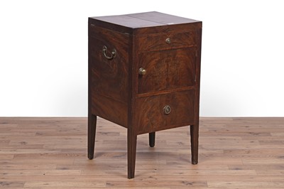 Lot 22 - A Victorian ebonised and parcel gilt framed chair; and a George III mahogany side cabinet