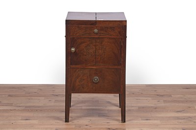 Lot 22 - A Victorian ebonised and parcel gilt framed chair; and a George III mahogany side cabinet