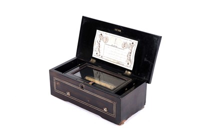 Lot 238 - A Victorian inlaid rosewood cylinder music box