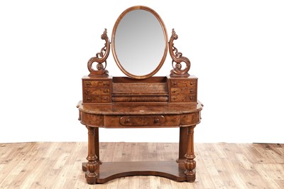 Lot 421 - A Victorian burr walnut and walnut duchess dressing table