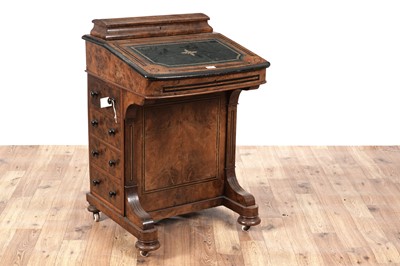 Lot 53 - A Victorian inlaid burr walnut and walnut davenport