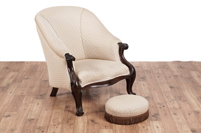 Lot 430 - A Victorian mahogany tub armchair; and a Victorian foot stool