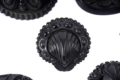 Lot 1491 - Victorian jet Romantic Revival brooches