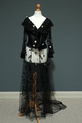 Lot 1504 - A Belle Epoque Edwardian black lace dress