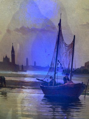 Lot 1018 - Giulio Cecchini Prichard - Fishermen on the Venetian coast | oil
