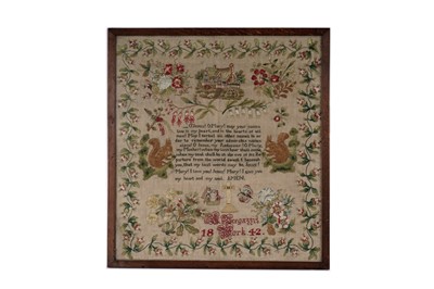 Lot 1481 - A Victorian needlework sampler dated 1842