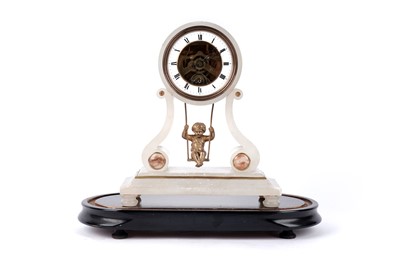 Lot 1223 - Manor of Eugène Farcot: a late 19th Century alabaster mantel timepiece