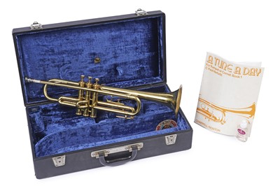 Lot 584A - A B&M Champion lacquered brass Bb trumpet