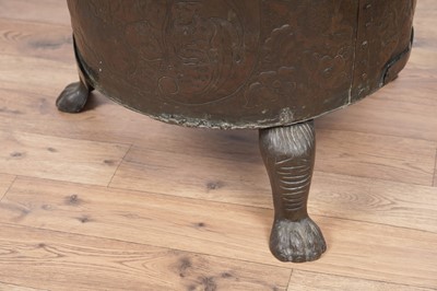 Lot 97 - A 19th Century embossed brass twin handled coal/log bucket