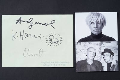 Lot 317 - Andy Warhol Keith Haring and Claes Oldenburg signed autographs