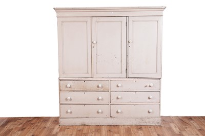 Lot 414 - A Victorian painted pine housekeeper’s cabinet