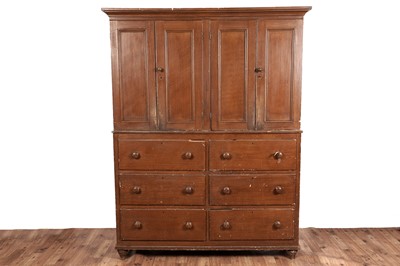 Lot 412 - A Victorian scumbled pine housekeeper’s cabinet