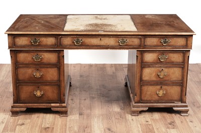 Lot 419 - A Georgian style mahogany pedestal desk