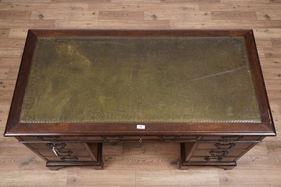 Lot 65 - A Georgian style mahogany pedestal desk
