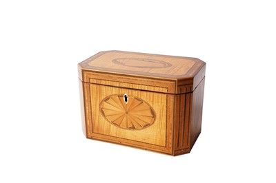Lot 1244 - A Georgian satinwood and inlaid tea caddy