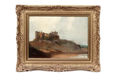 Lot 1040 - Edward Hastings - View of Bamburgh Castle Northumberland, taken Aug 1815 | oil