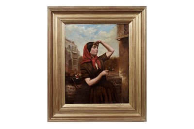 Lot 720 - Attributed to James Stokeld - The Flower Seller | oil