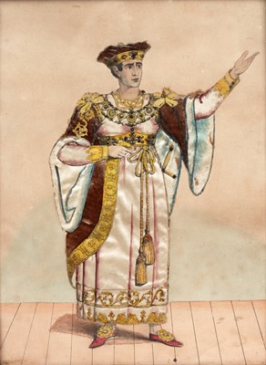 Lot 902 - After J. Smart - Charles Kemble as Henry V | Regency cut-paper and silk collage "tinsel print"
