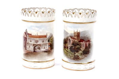 Lot 417 - A pair of Royal Worcester Malvern spill vases