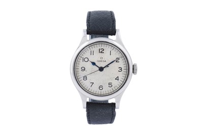 Lot 454 - Omega: a stainless steel cased manual wind wristwatch