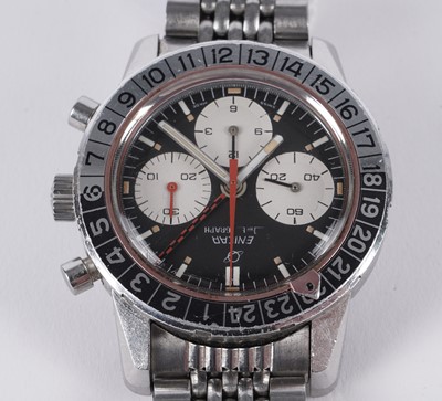Lot 509 - Enicar Jet Graph GMT: a stainless steel and chromium plated cased manual wind chronograph wristwatch