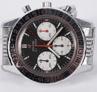 Lot 509 - Enicar Jet Graph GMT: a stainless steel and chromium plated cased manual wind chronograph wristwatch