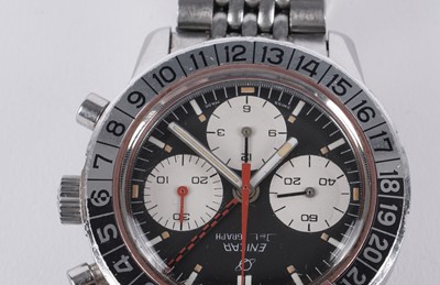 Lot 509 - Enicar Jet Graph GMT: a stainless steel and chromium plated cased manual wind chronograph wristwatch