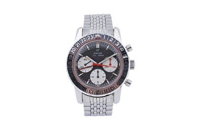 Lot 509 - Enicar Jet Graph GMT: a stainless steel and chromium plated cased manual wind chronograph wristwatch