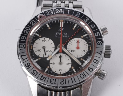 Lot 509 - Enicar Jet Graph GMT: a stainless steel and chromium plated cased manual wind chronograph wristwatch