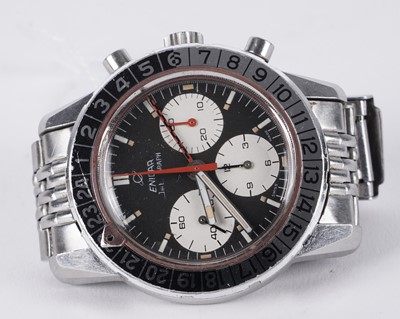 Lot 509 - Enicar Jet Graph GMT: a stainless steel and chromium plated cased manual wind chronograph wristwatch