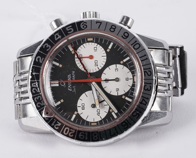 Lot 509 - Enicar Jet Graph GMT: a stainless steel and chromium plated cased manual wind chronograph wristwatch