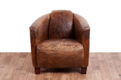 Lot 549 - Timothy Oulton style: an ‘Aviator’ style brown leather club armchair