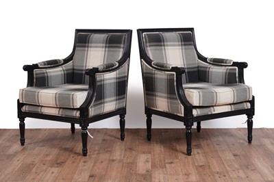 Lot 462 - Retailed by Coach House, attributed to Jim Parsons for Uttermost: a pair of 'Scott’ armchairs
