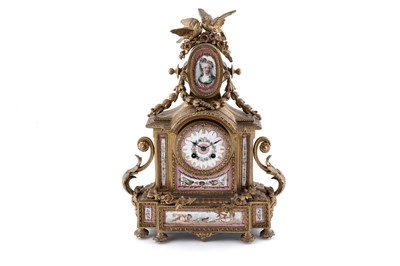 Lot 1228 - A late 19th Century Sèvres style French mantel clock