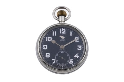 Lot 487 - Zenith Indian Army: a steel cased crown wound military pocket watch