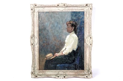 Lot 107 - Gordon Radford - Portrait of a seated lady | oil on board
