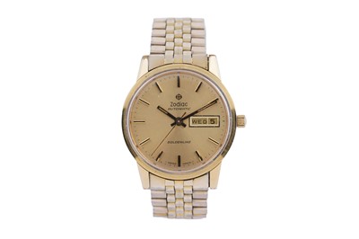 Lot 550 - Zodiac Goldenline: a gilt steel cased automatic wristwatch