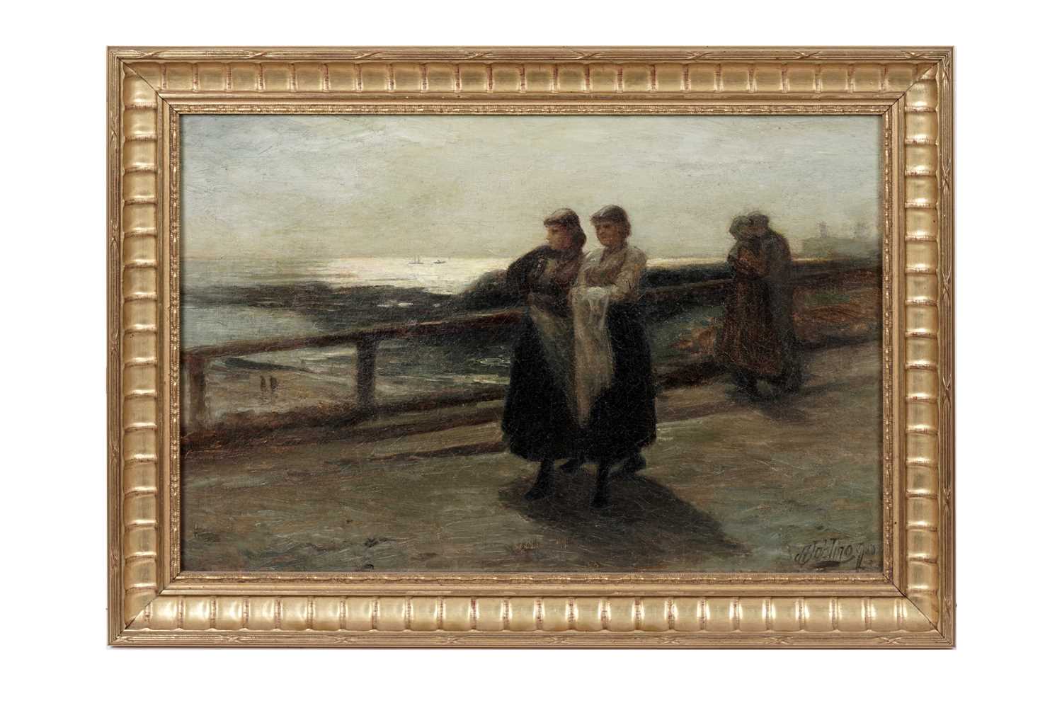 Lot 996 - Robert Jobling - The Embrace, above Tynemouth Longsands | oil