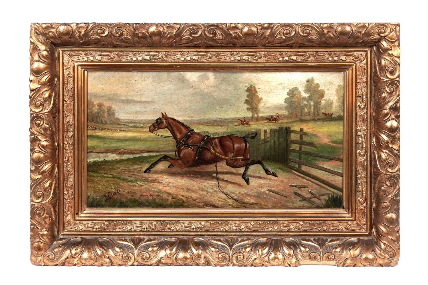 Lot 2 - Joseph Dixon Clark - Bolting to Join the Hunt | oil