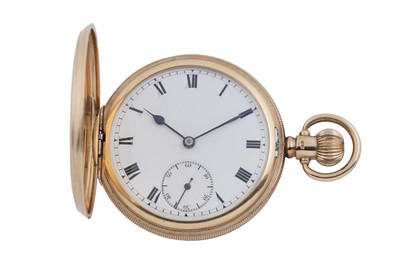 Lot 605 - An 18ct yellow gold cased full-hunter keyless pocket watch