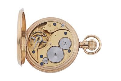 Lot 605 - An 18ct yellow gold cased full-hunter keyless pocket watch