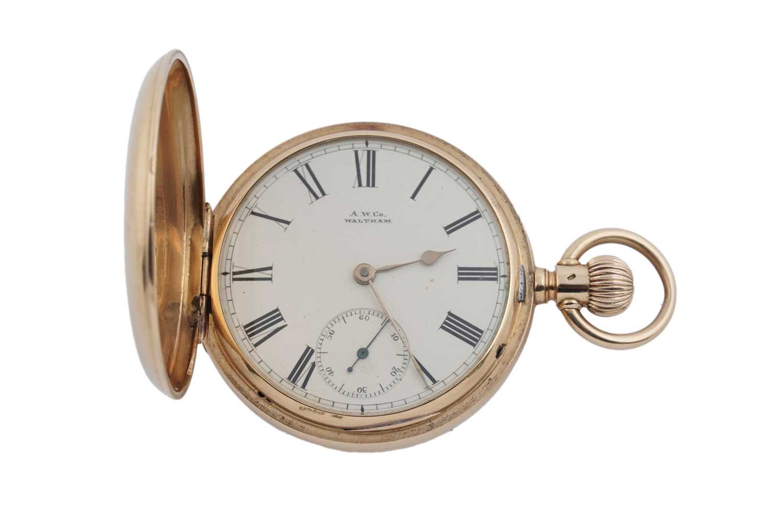 Lot 606 - Waltham, USA: an 18ct yellow gold cased full-hunter keyless pocket watch