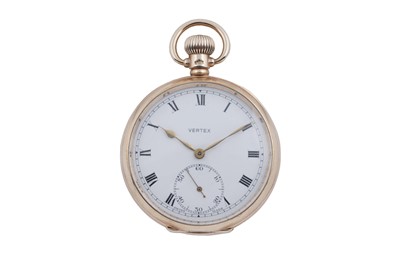 Lot 607 - Vertex: a 9ct yellow gold cased open faced keyless pocket watch