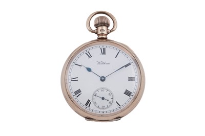 Lot 608 - Waltham, USA: a 9ct yellow gold cased open faced keyless pocket watch