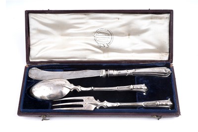 Lot 567 - A Victorian silver Christening knife fork and spoon; and other silver flatware